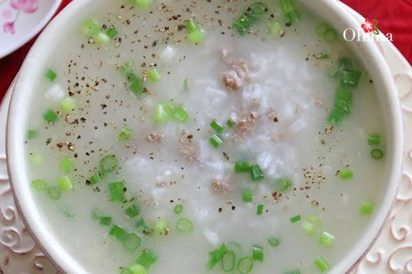 Minced beef congee